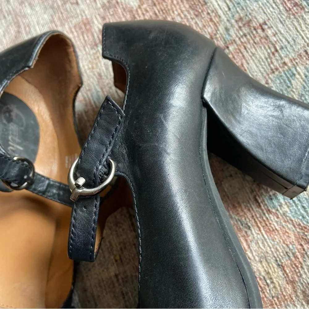 Earthies Black Leather Mary Jane Heels Dark Academia Size 7 Whimsigoth - Picture 10 of 14